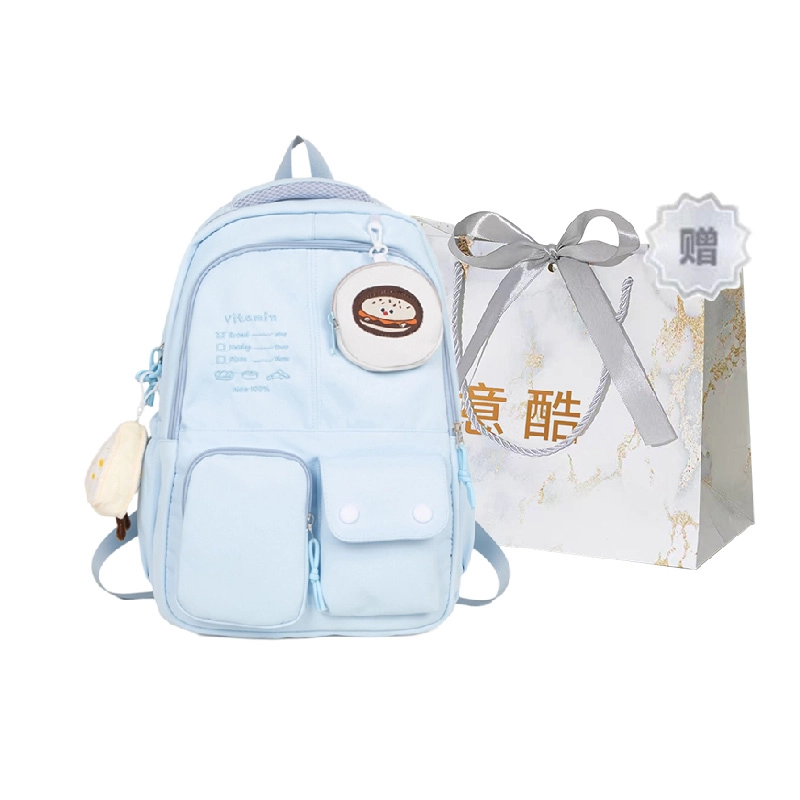 意酷 森系高颜值百搭小众设计书包大容量学院小清新 尼龙 双肩包 男女同款情侣款 多色