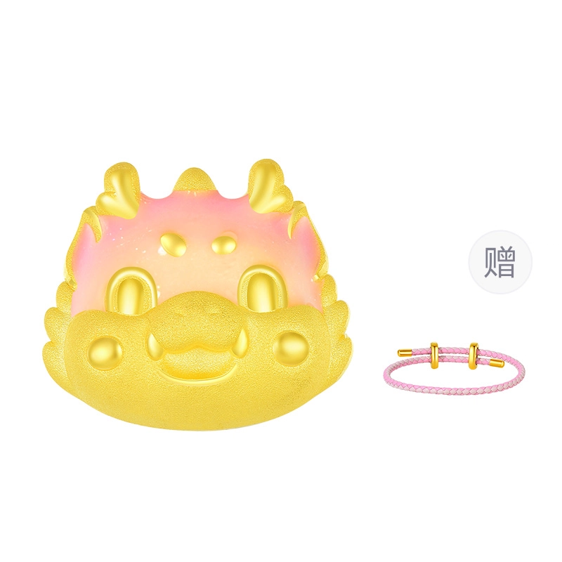周大生 小奶龙 生肖龙转运珠本命年硬金果冻珐琅龙头女  足金 一口价 黄金手链 女款
