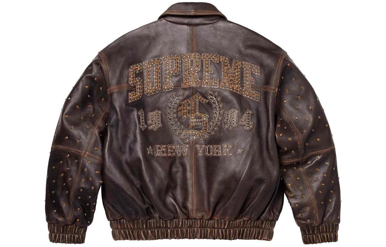 Supreme SS24 WEEK8 GEM STUDDED LEATHER JACKET