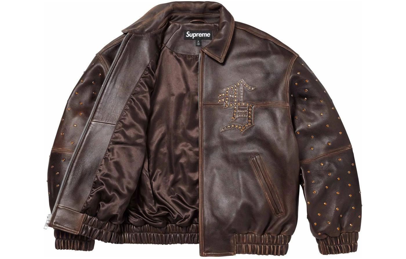 Supreme SS24 WEEK8 GEM STUDDED LEATHER JACKET