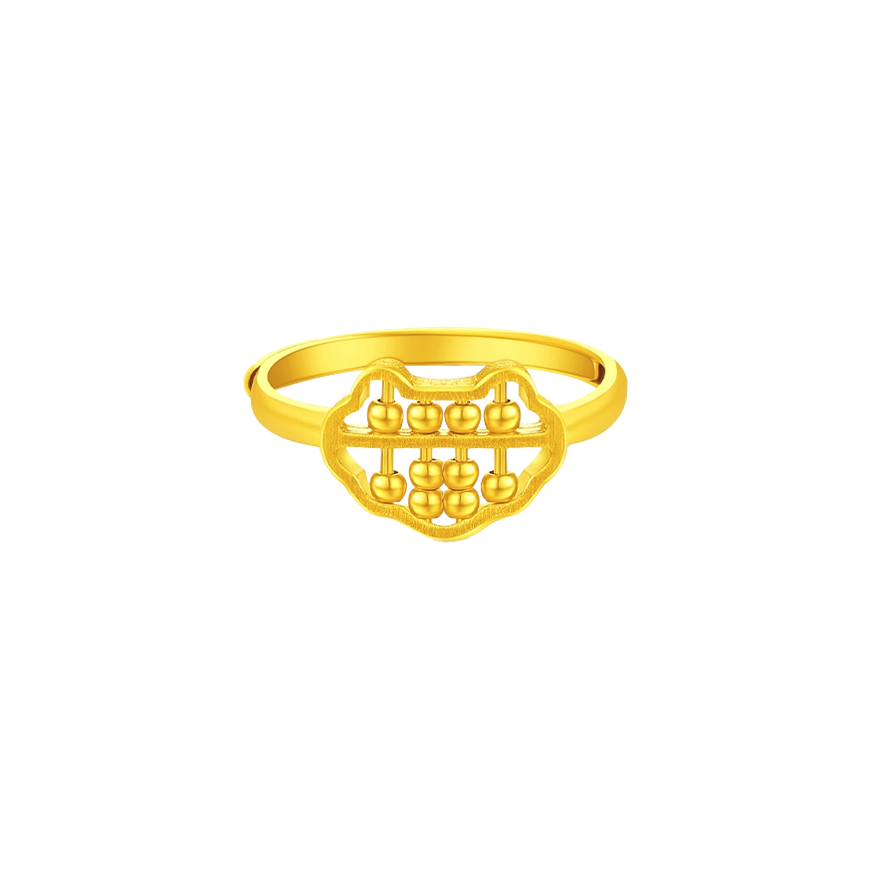 弗风树 算盘如意祥云转运珠指环 足金 一口价 黄金戒指 男女同款情侣款