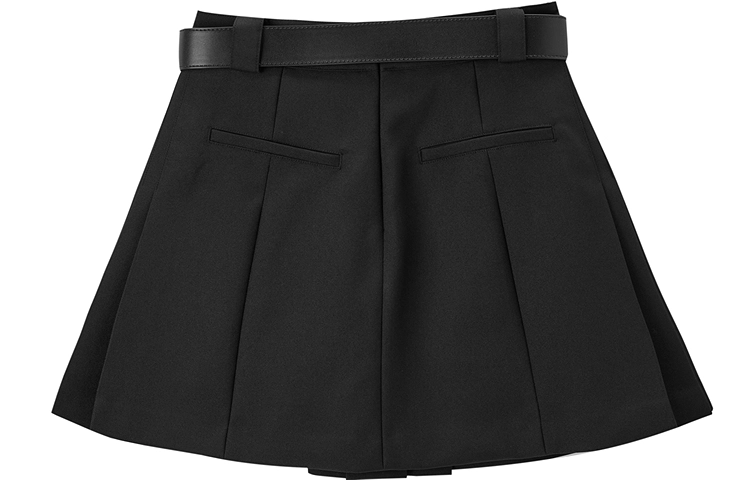 太平鸟 轻学院百褶裙短裙 女款 黑色
