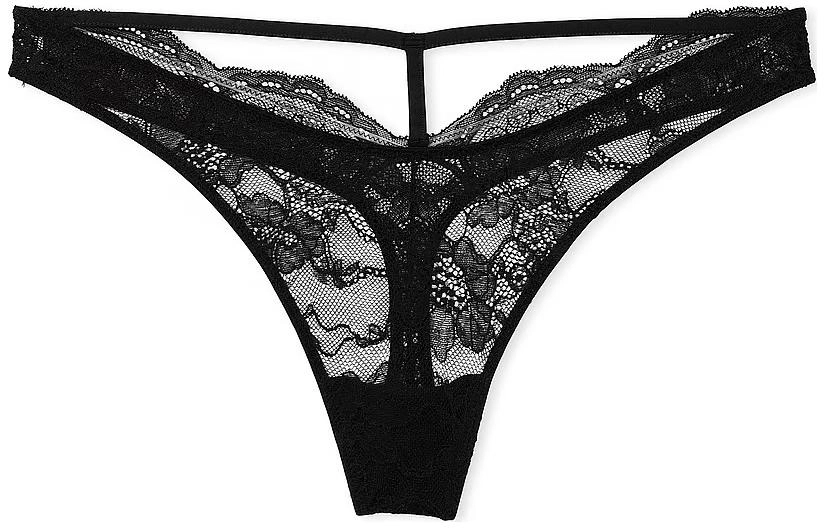 Victoria's Secret PINK VERY SEXY Shine Strap Lace Thong PantyBlack 1