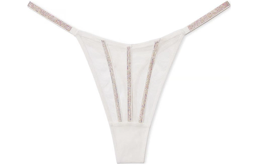Victoria's Secret PINK VERY SEXY Sheer Shine Thong PantyCoconut White 1