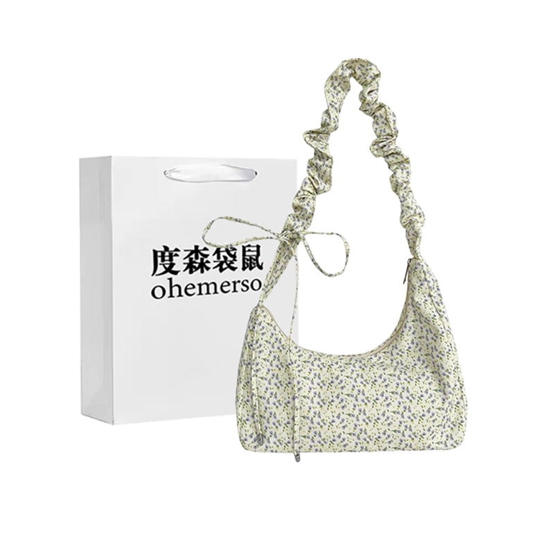 度森袋鼠 高颜值百搭温柔甜美小碎花抽绳斜挎包 帆布 帆布包单肩包 女款 多色