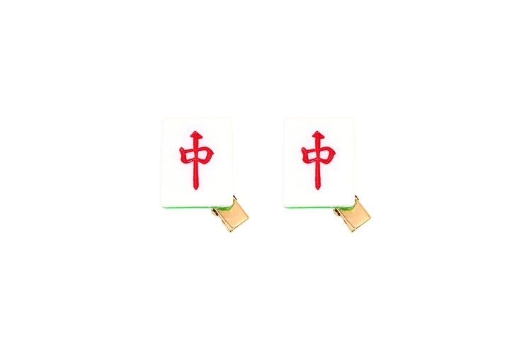 沂茹 仿真麻雀红中發财文字边夹发夹潮流时尚可爱搞怪刘海侧边夹女款发卡发饰头饰配饰