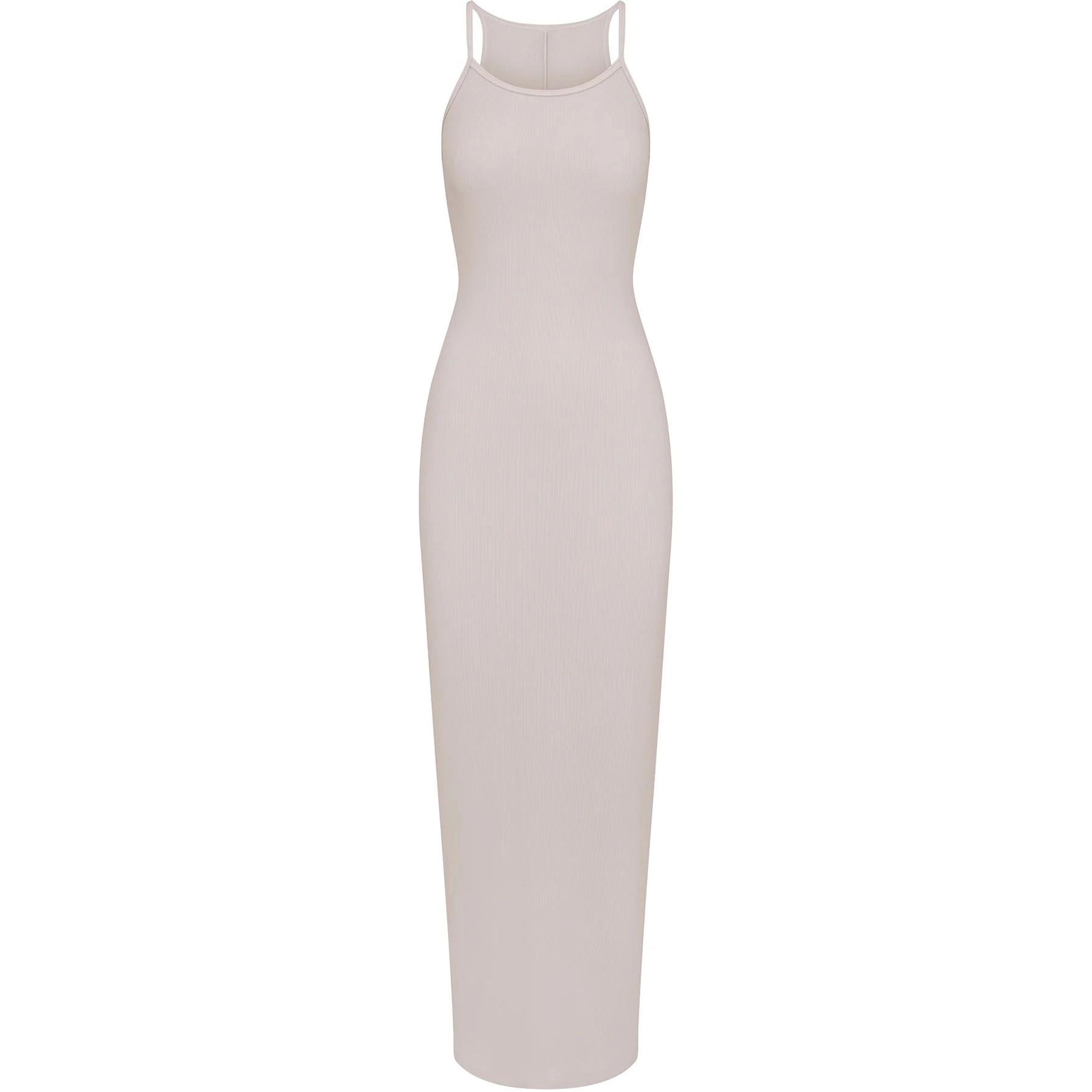 SKIMS SS24 COTTON RIB LONG CAMI DRESS STONE