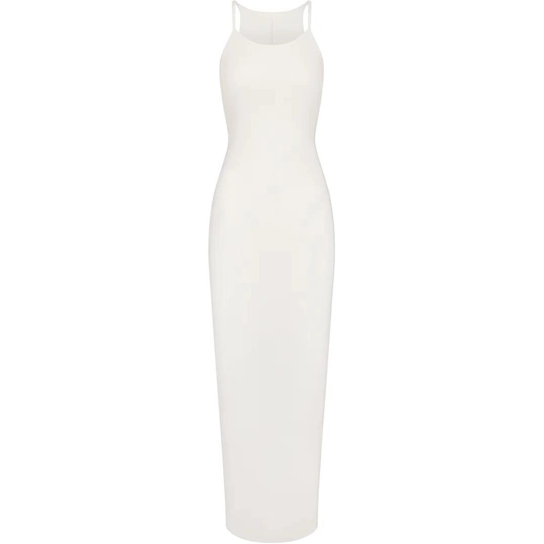 SKIMS SS24 COTTON RIB LONG CAMI DRESS MARBLE