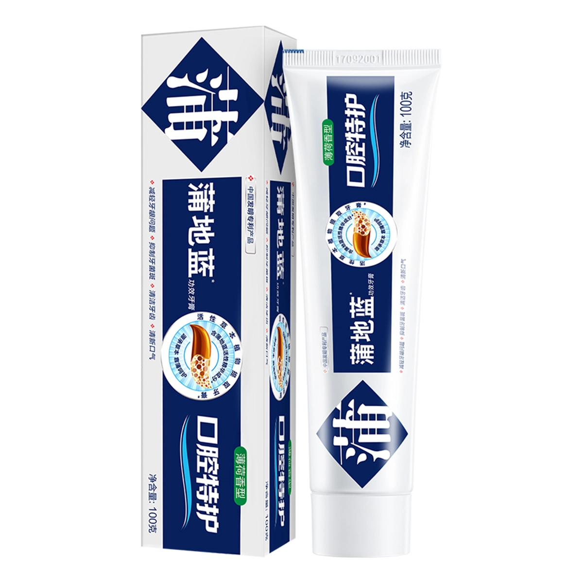 蒲地蓝口腔特护牙膏留兰味薄荷味减轻牙龈问题抑制牙菌斑清洁牙齿清新口气