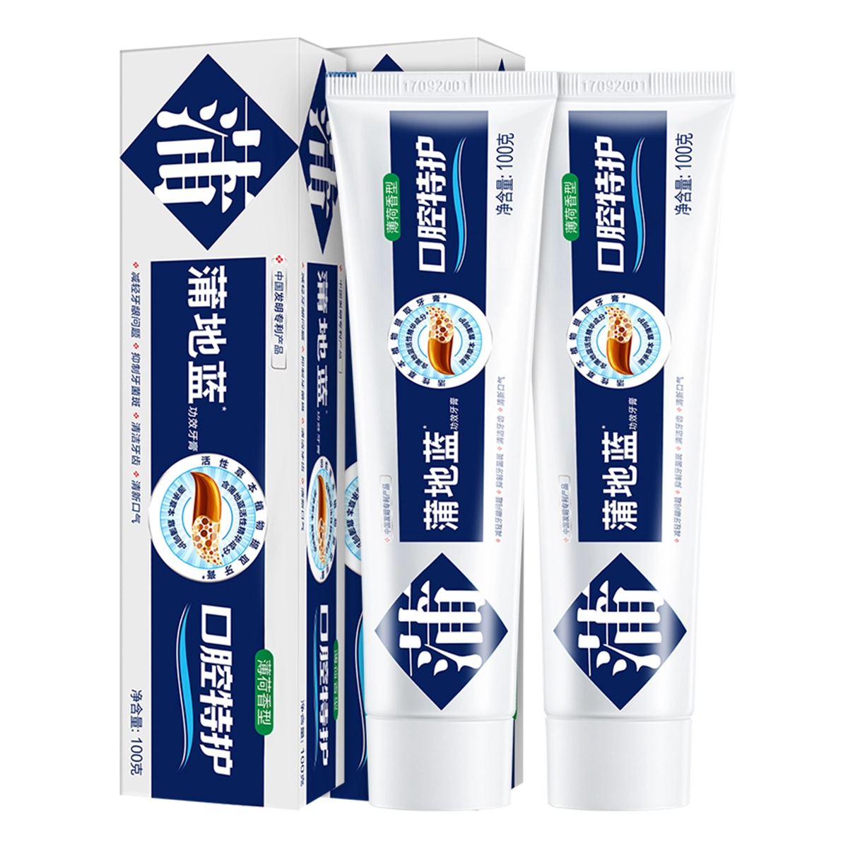 蒲地蓝口腔特护牙膏留兰味薄荷味减轻牙龈问题抑制牙菌斑清洁牙齿清新口气