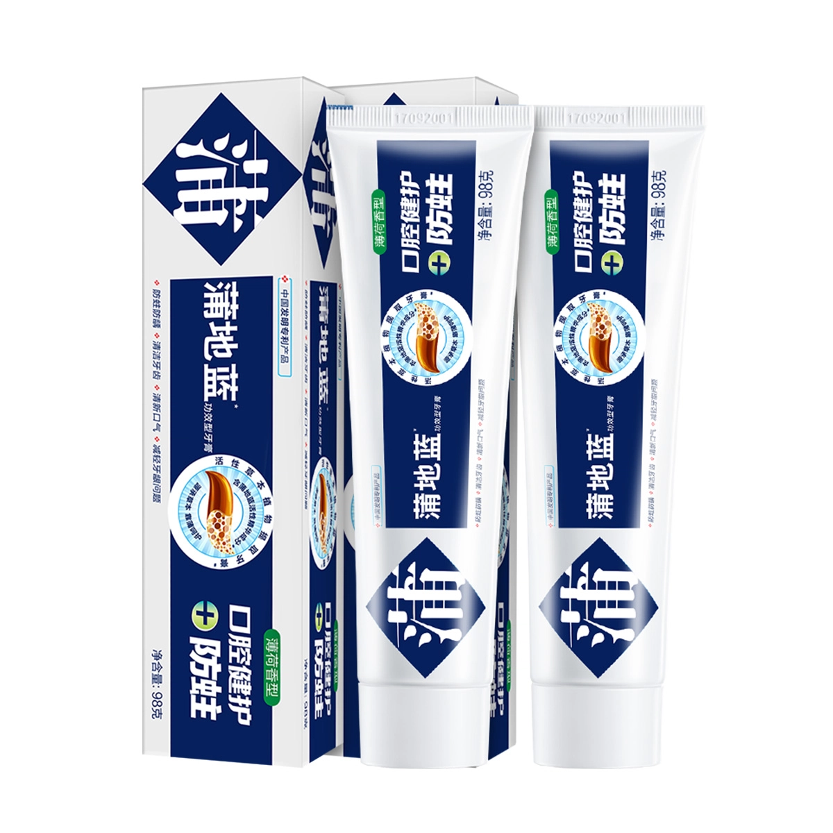 蒲地蓝口腔健护防蛀功效型牙膏含氟清洁牙齿薄荷味留兰味
