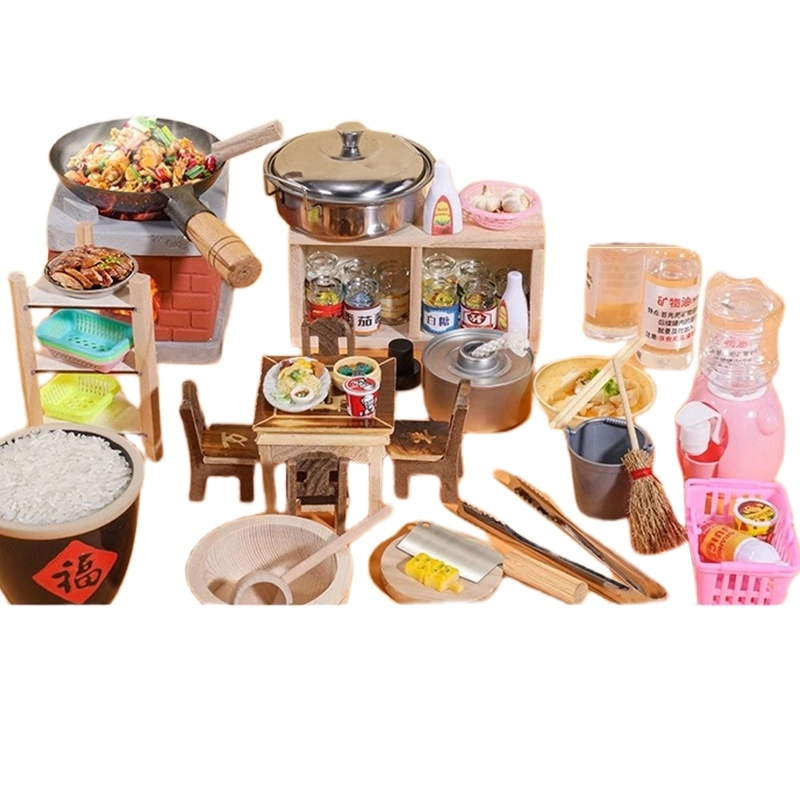 妙贝乐 真实厨具可做饭 复古小厨房 食品级安全材质 过家家 玩具