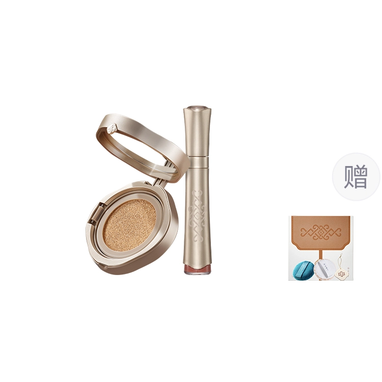 花西子 蒙古族印象自在轻纱组合 粉饼+唇纱/唇釉彩妆套装 提升气色