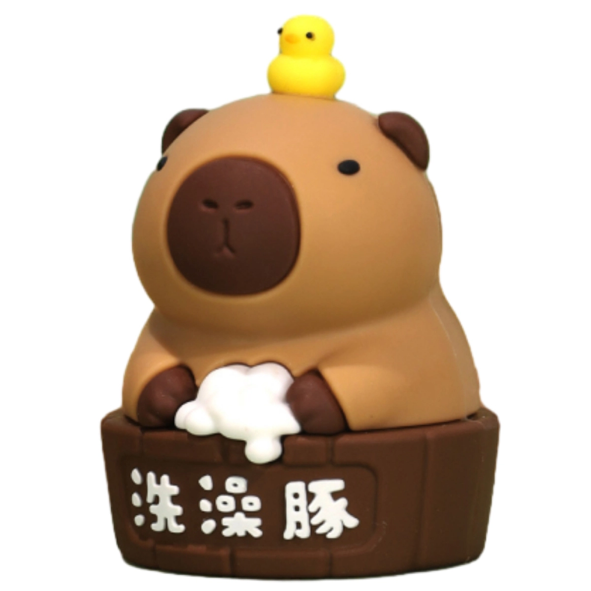 洋娃娃和小熊跳舞 卡皮巴拉滴胶不怕摔 可爱呆萌小摆件 水豚鼠佛系手办 玩具