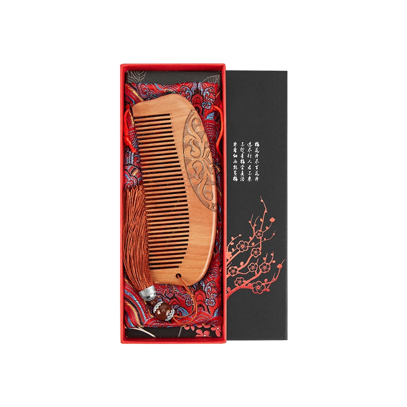 悦语 桃木梳便携老料桃木梳子生日伴手礼品梳子礼盒装木梳