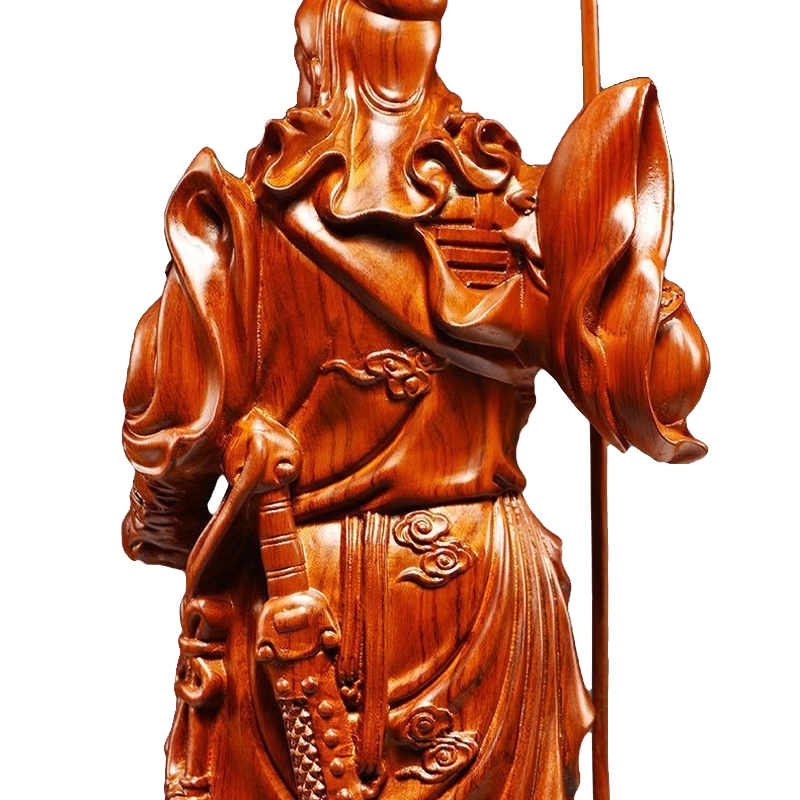 钵提 黑檀木雕立刀关公摆件 实木武财神关羽佛像 潮流衍生品