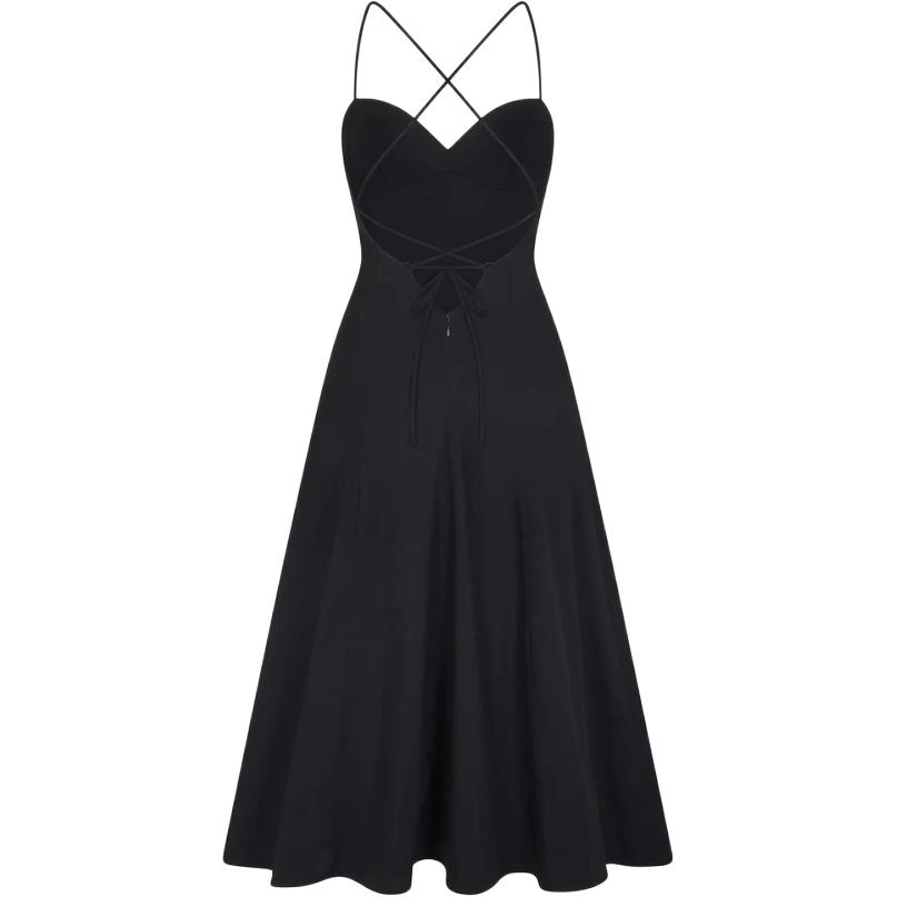 Khy SS24 DROP 007 Poplin Low Back Midi Dress A Black