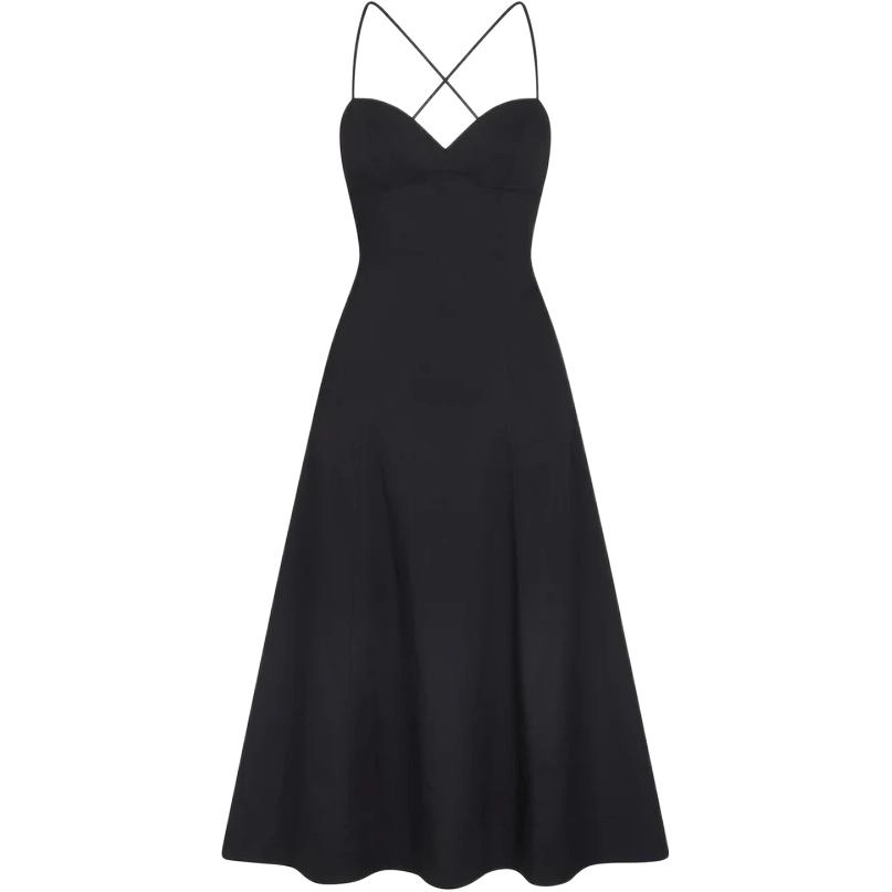 Khy SS24 DROP 007 Poplin Low Back Midi Dress A Black