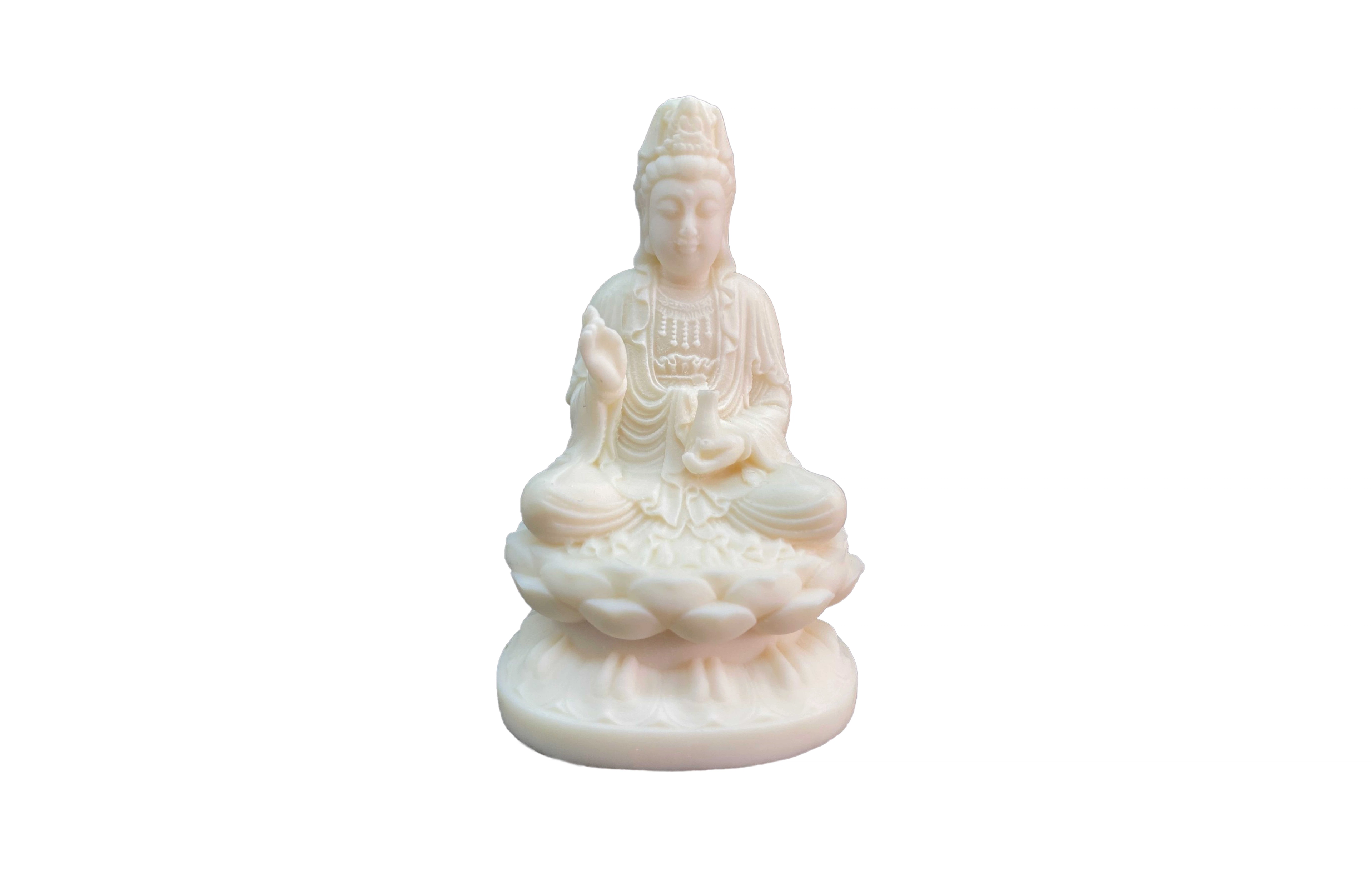 檀欣 新中式国风家居桌面招财纳福文玩装饰品 精雕净瓶坐莲观世音佛像平安 象牙果 菩提摆件 男女同款情侣款