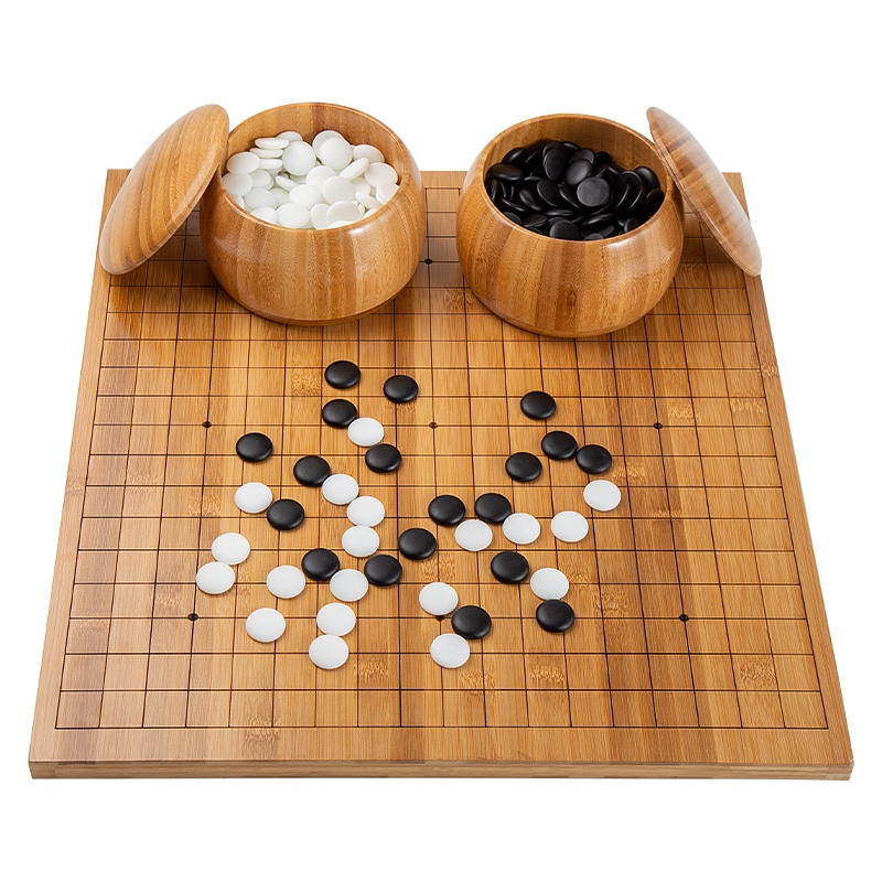 妙记 围棋五子棋套装 楠竹棋盘楠竹棋罐仿玉棋子 象棋三合一 桌游