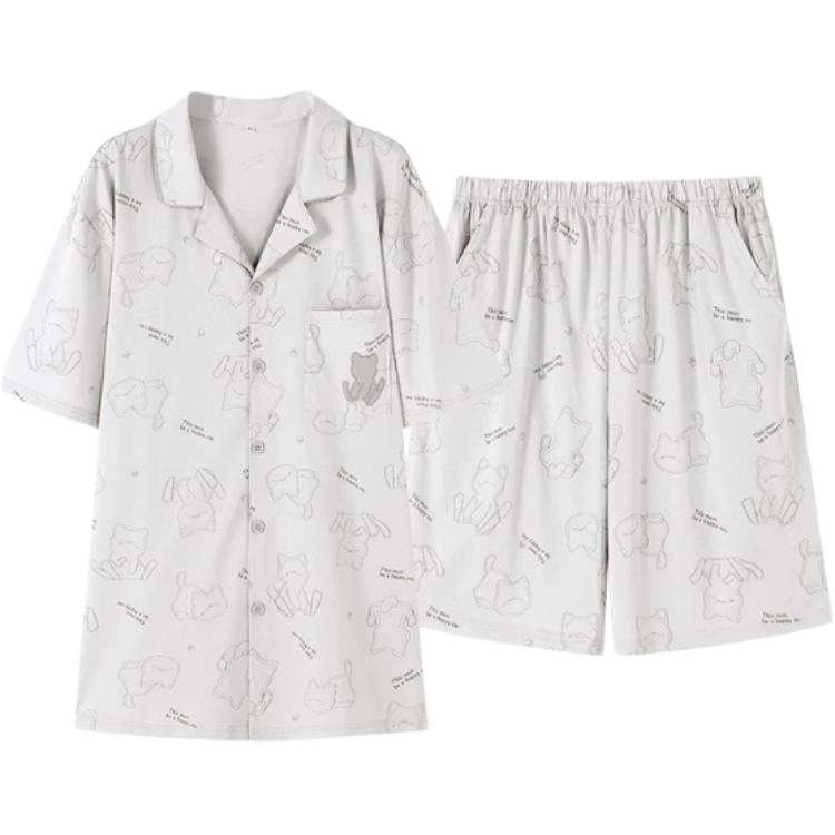 都市丽人 棉质薄款短袖裤凉感家居服睡衣套装 男女同款