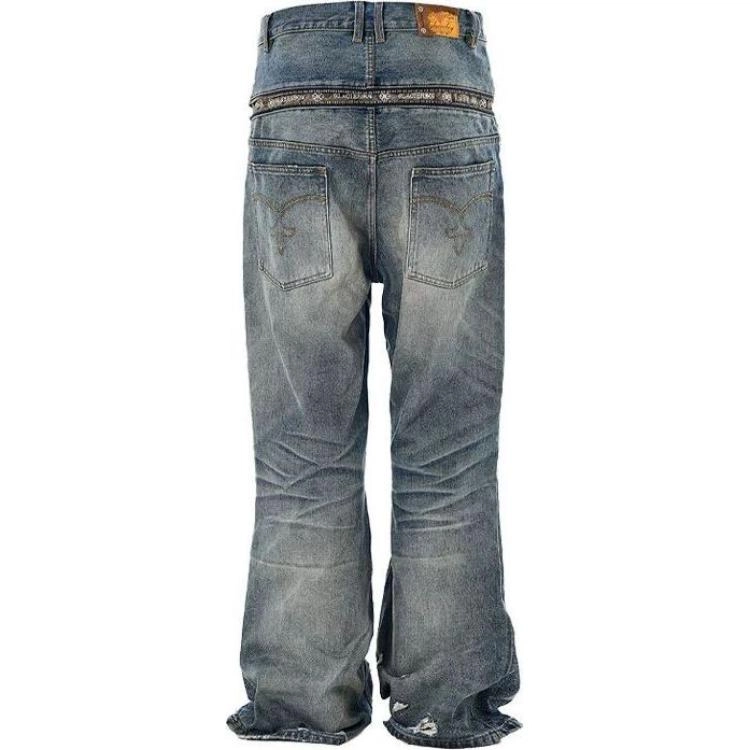 GLACIERBOY ZIPPER WASHED BAGGY JEANS