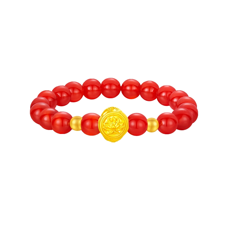 醉倾城 好运莲莲 圆福莲花转运金珠 新中式国潮复古小众精致 轻奢高级感 玉髓 玉石手串 女款