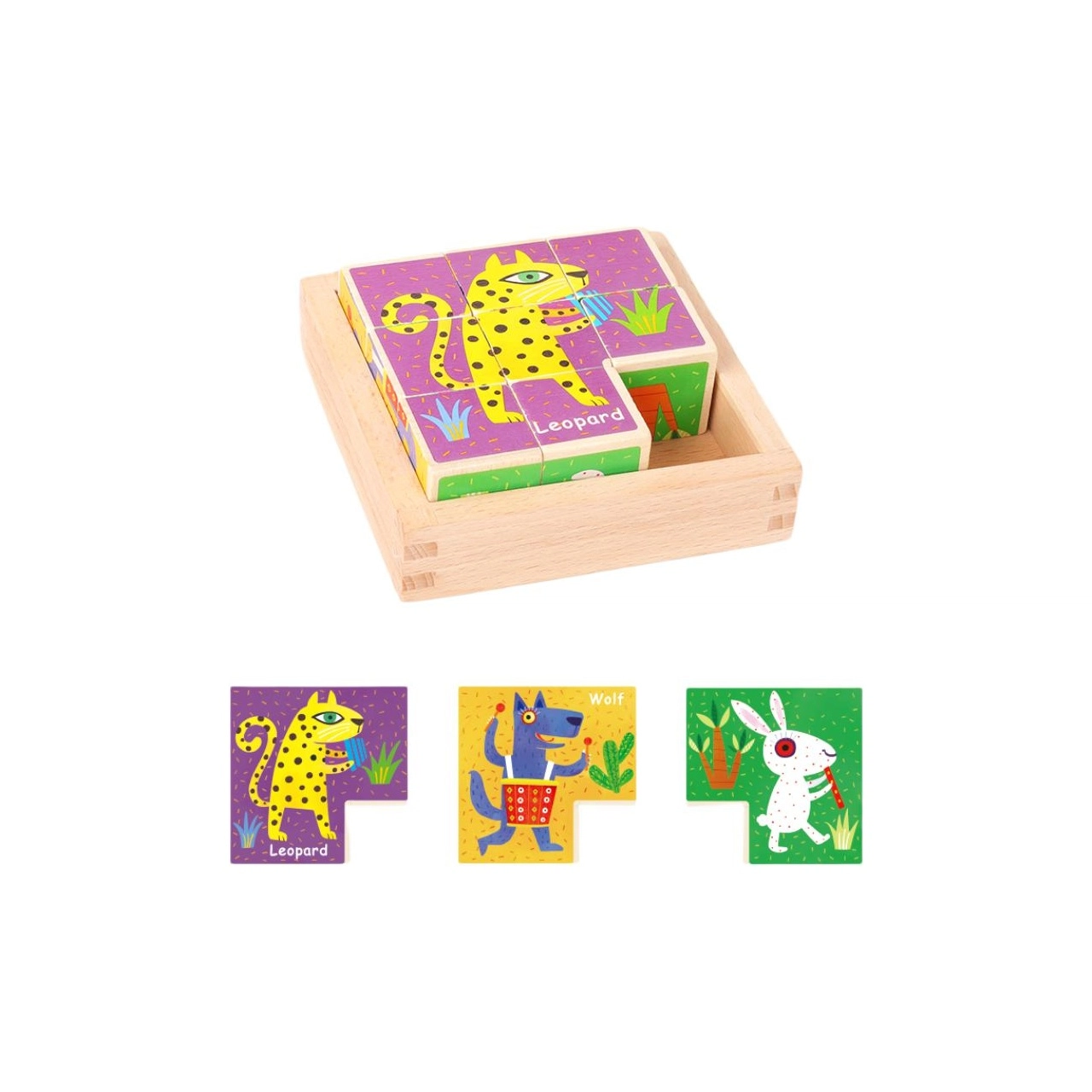 木丸子 数字华容道六面画拼图 拼装积木 早教益智玩具