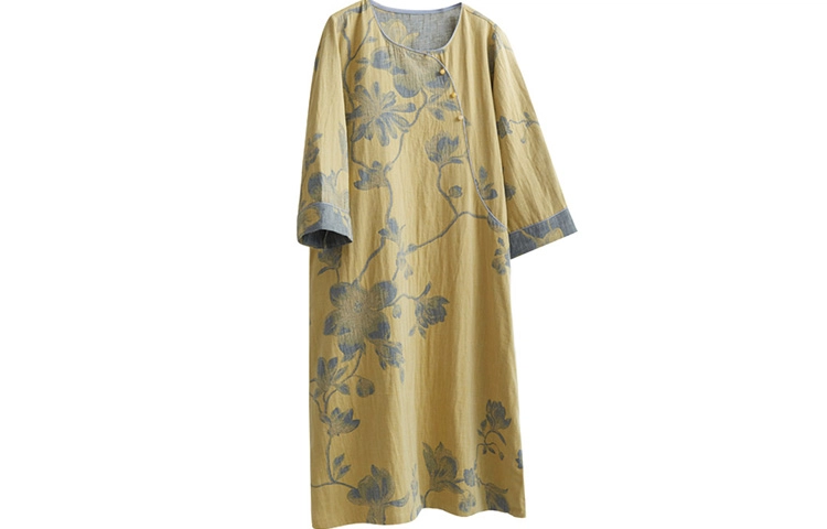 怡吾色 新中式纯棉国花系列家居服睡裙 文艺风中袖可外穿睡衣 女款内衣 女款