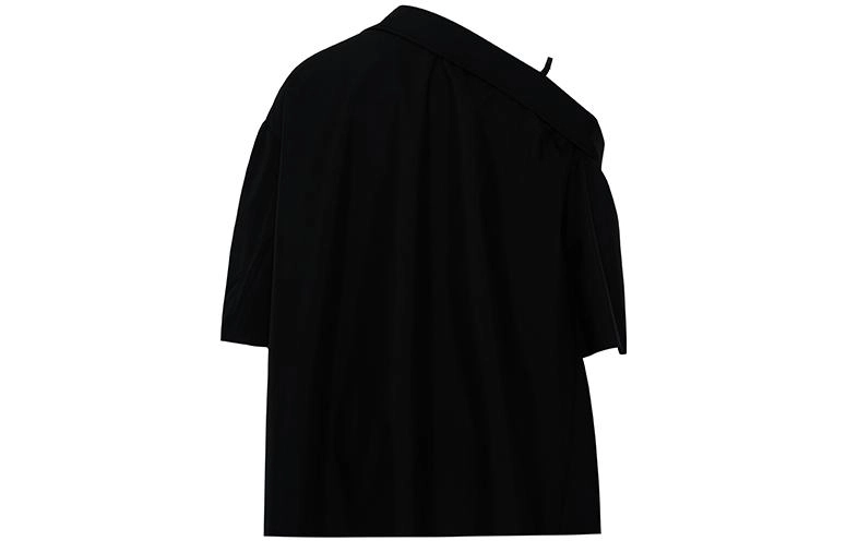 美洋 不对称露肩单排扣纯色五分袖衬衫 女款