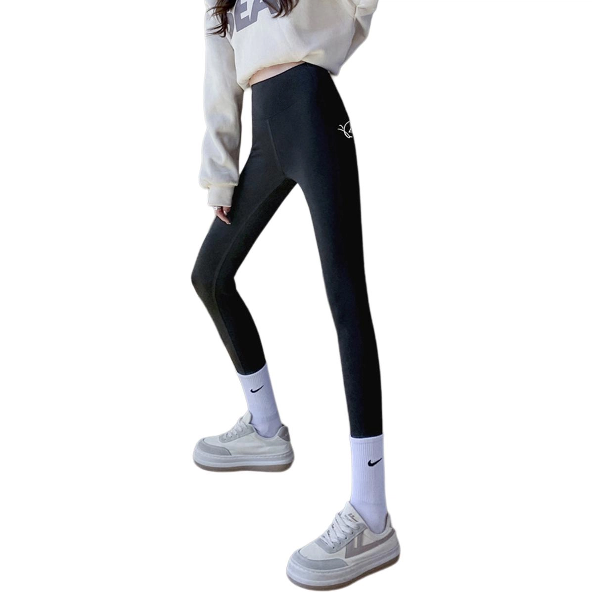 惟熙 休闲高腰修身九分打底裤 女款 黑色