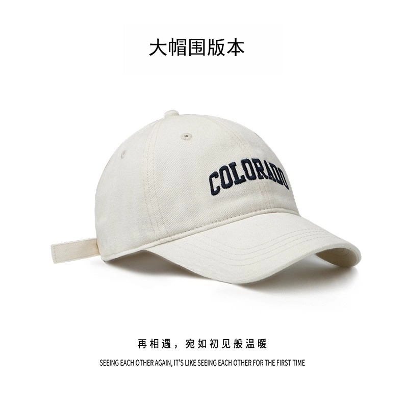 钓鱼熊 深顶大头围字母显脸小刺绣宽檐防晒新潮 纯棉 鸭舌帽 男女同款情侣款