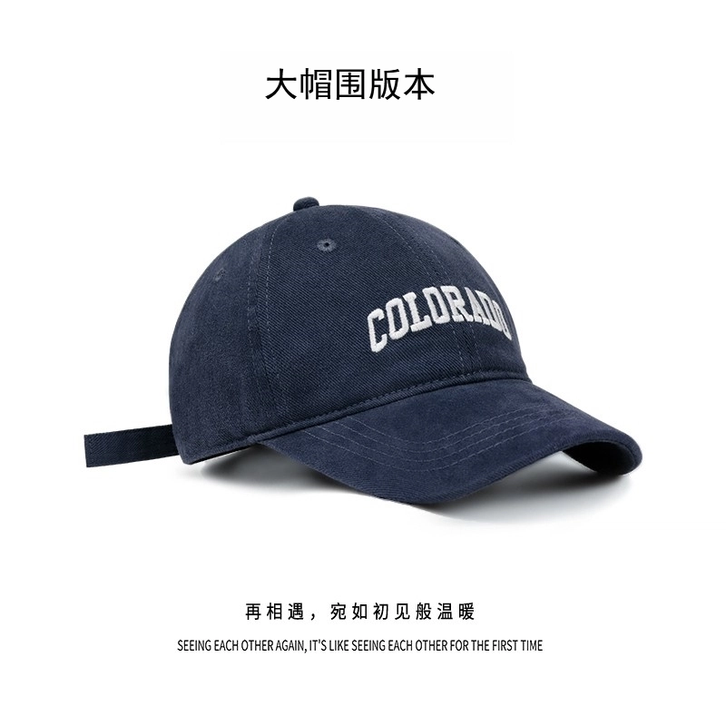 钓鱼熊 深顶大头围字母显脸小刺绣宽檐防晒新潮 纯棉 鸭舌帽 男女同款情侣款