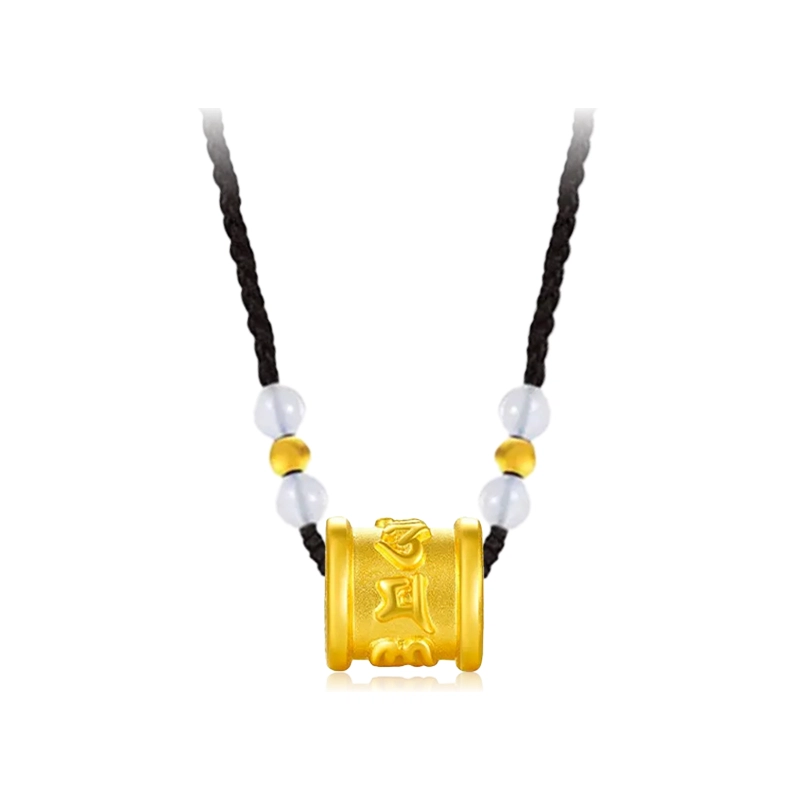 正大福 六字箴言 新中式精致祈福好运 小众设计编织链 足金 按克计价 黄金项链 男女同款情侣款