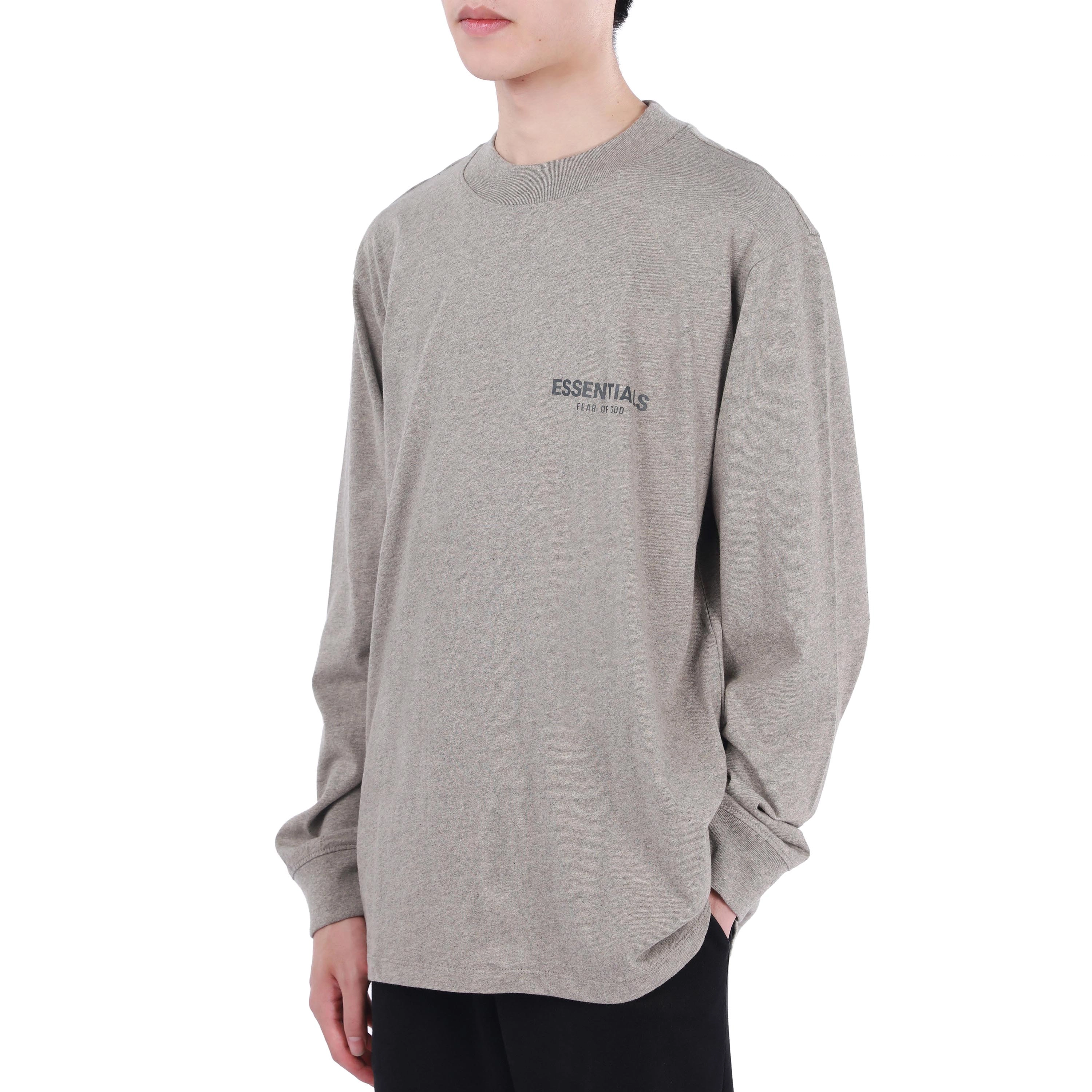 Fear of God Essentials FW21 Ls Tee Dark Heather Oatmeal LogoT