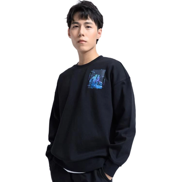 探路者 城市户外系列 舒适圆领套头休闲卫衣 男女同款 黑色