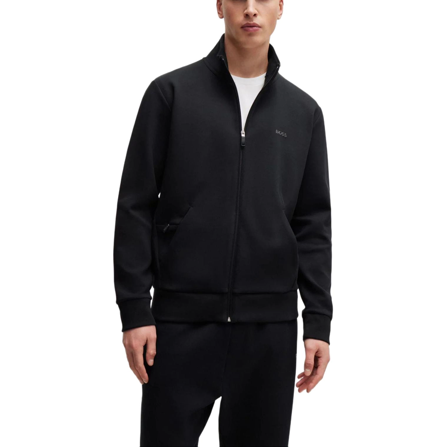 HUGO BOSS Stretch-Cotton Zip-Up Sweatshirt With Logo Print