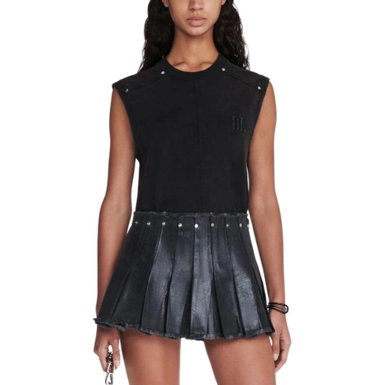 DION LEE SS24 EMBOSSED MUSCLE TANK WASHED BLACK