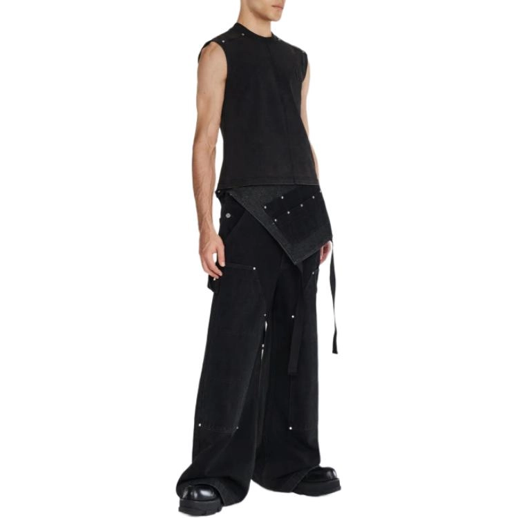 DION LEE SS24 EMBOSSED MUSCLE TANK WASHED BLACK