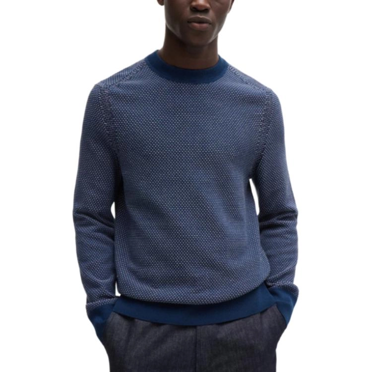 HUGO BOSS Cotton-Blend Sweater With Two-Tone Structure