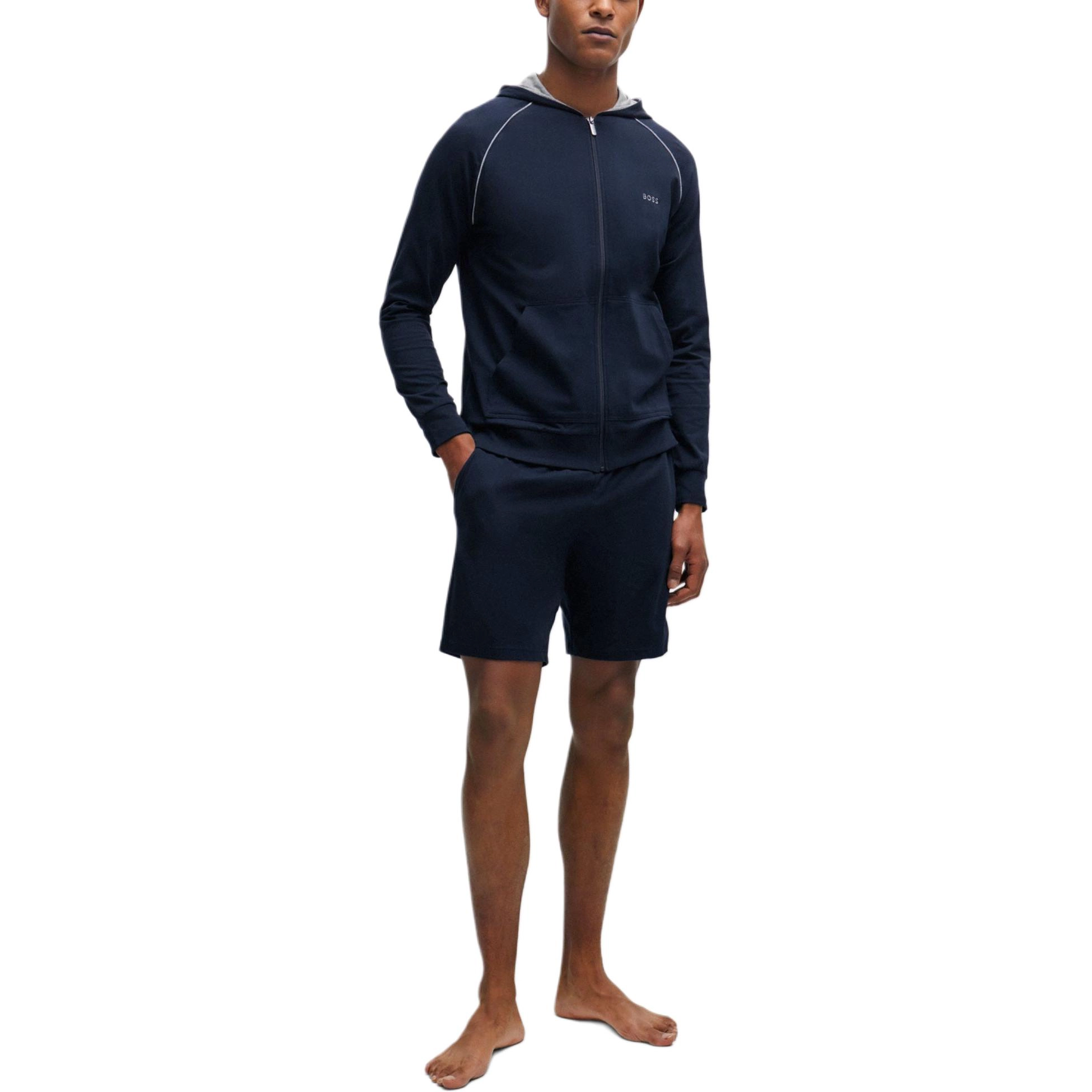 HUGO BOSS Stretch-Cotton Zip-Up Hoodie With Logo Detail
