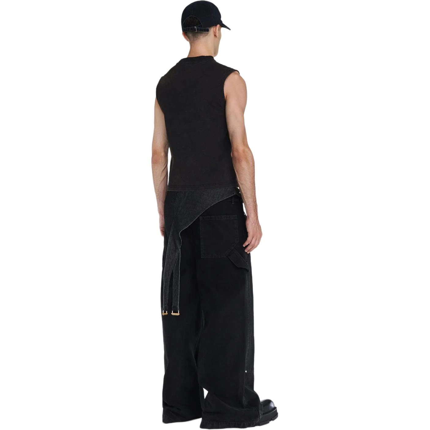 DION LEE SS24 EMBOSSED MUSCLE TANK WASHED BLACK