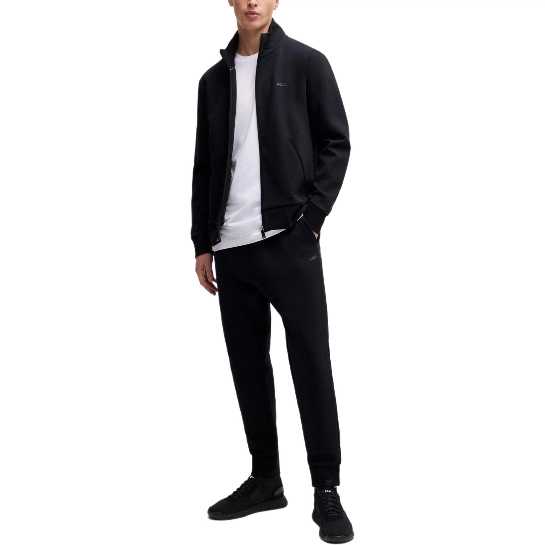 HUGO BOSS Stretch-Cotton Zip-Up Sweatshirt With Logo Print