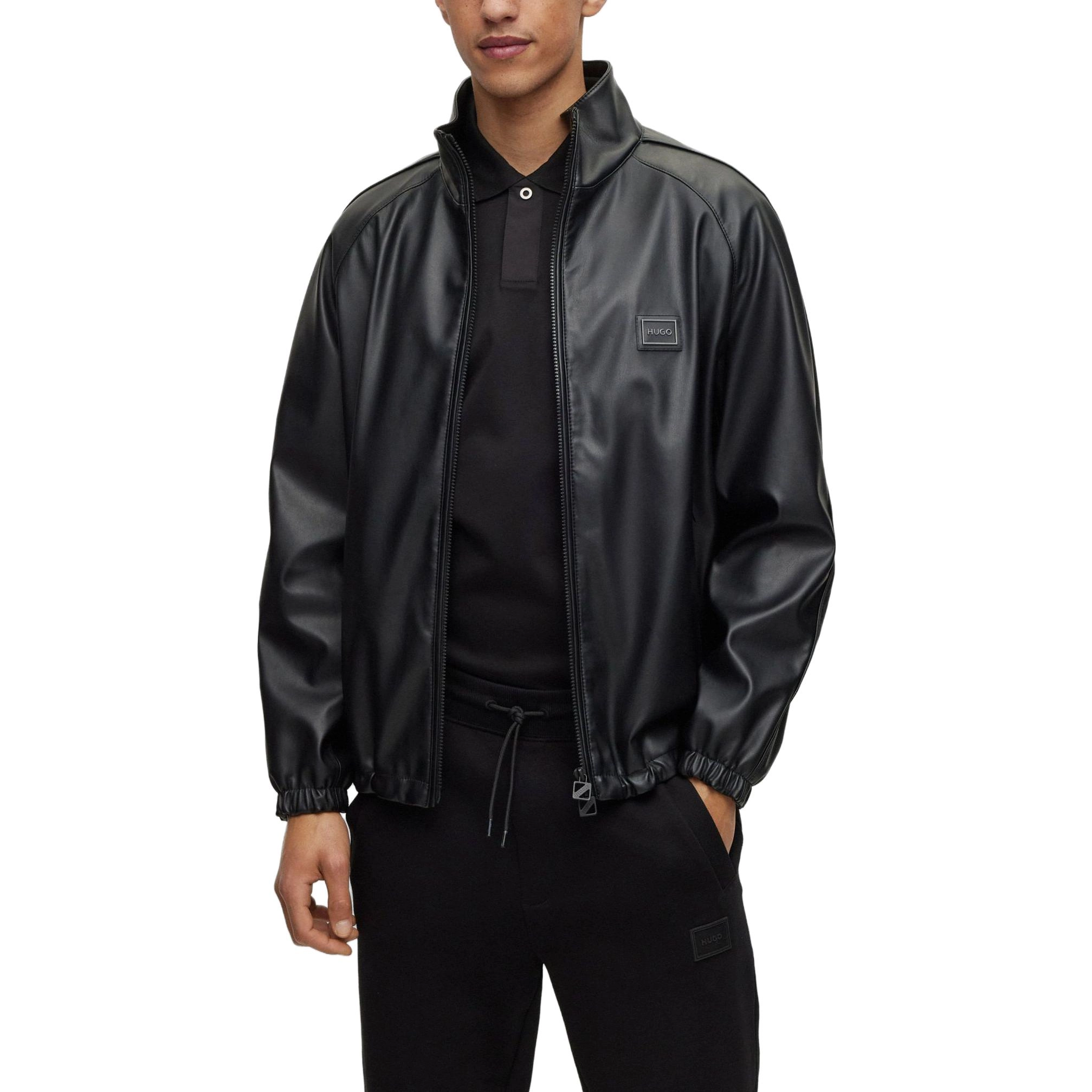 HUGO BOSS Faux-Leather Relaxed-Fit Jacket With Framed Logo