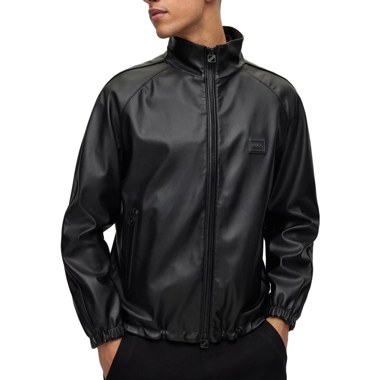 HUGO BOSS Faux-Leather Relaxed-Fit Jacket With Framed Logo