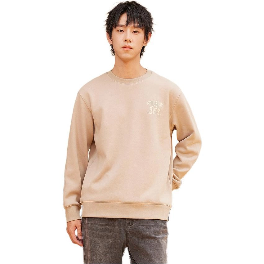 美特斯邦威 字母印花圆领套头卫衣 男款