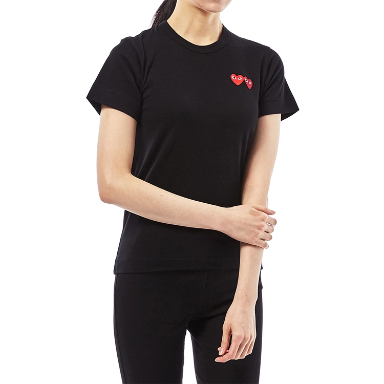 CDG Play Double Heart T-Shirt Black T