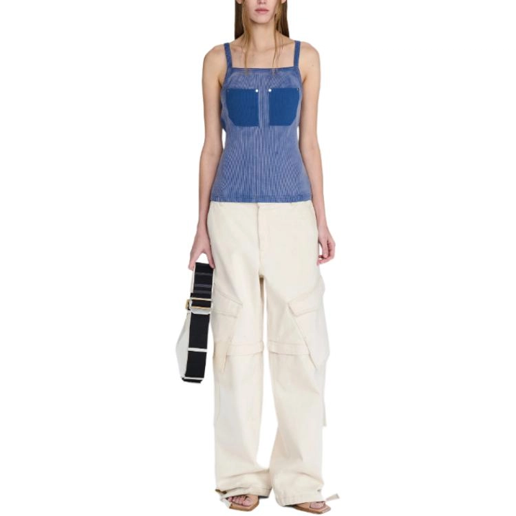 DION LEE SS24 RIVET POCKET TANK WASHED AMERICAN BLUE
