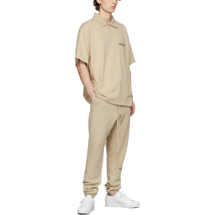 Fear of God Essentials FW21 SSENSE Exclusive Jersey Polo BeigeLinen LogoPolo