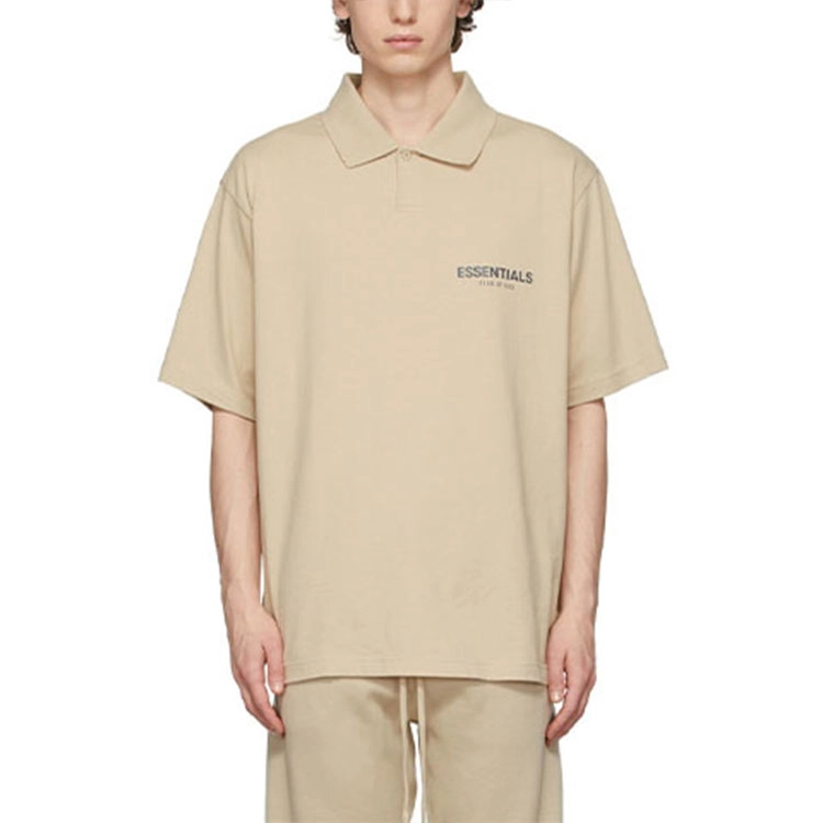 Fear of God Essentials FW21 SSENSE Exclusive Jersey Polo BeigeLinen LogoPolo